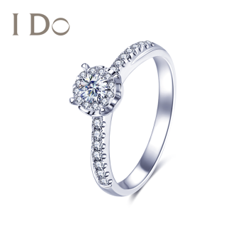 I Do Destinyシリズ18 K金ダイヤモトリング4つの爪の2つの層は、透かし彫刻のハラスメントの女性ido婚約結婚指輪18 K金（現物）/I-J/14分/13号をめり込みます。